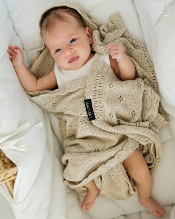 Coperta Traforata in Bambù e Cotone Margherita - Beige - immagine 4