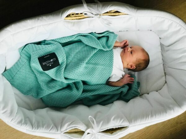Coperta in Bambù e Cotone a Maglia Rombi - Verde Salvia - immagine 5