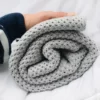 Coperta in Bambù e Cotone a Maglia Rombi - Grigio Pastello - immagine 9