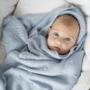 Coperta Neonato in Bambù e Cotone Popcorn – Azzurro - immagine 2